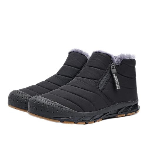 ticticlily Wasserdicht Barfußschuhe Damen Winterschuhe Herren Warm Gefüttert Winterstiefel Reißverschluss A Schwarz 41 EU von ticticlily