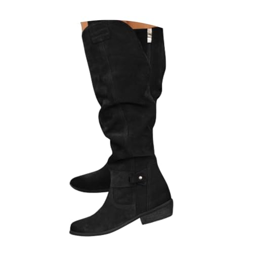 ticticlily Wildleder Stiefel Damen mit Absatz Westernstiefel Elegant Stiefel Cowboystiefel Bequemer Damenstiefel A1 Schwarz 38 EU von ticticlily
