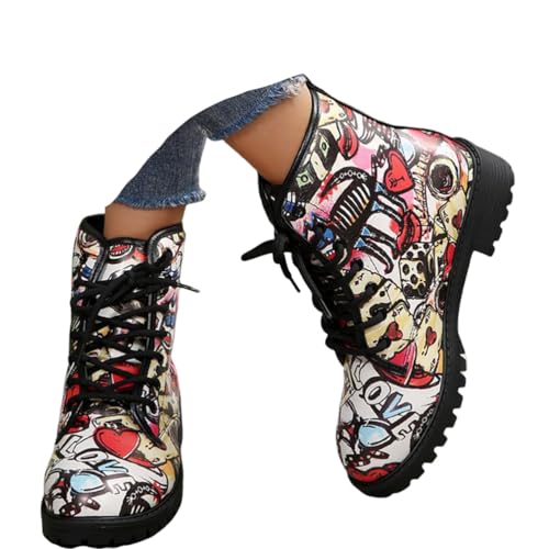 ticticlily Winterboots Damen Schnürstiefeletten Frauen Stiefeletten C2 Rot 39 EU von ticticlily