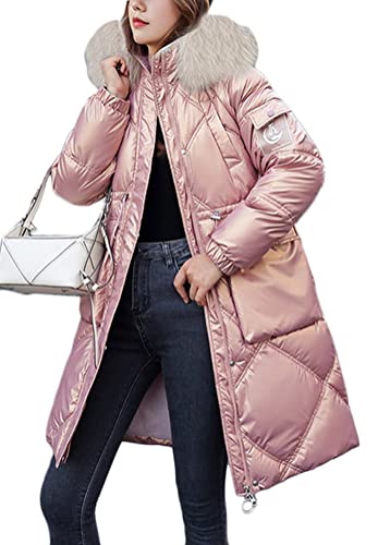 ticticlily Wintermantel Damen Verdickte Daunenjacke Langer Wintermantel Mit Kapuze Coat Winddichter Wintermantel Daunenmantel A Rosa L von ticticlily