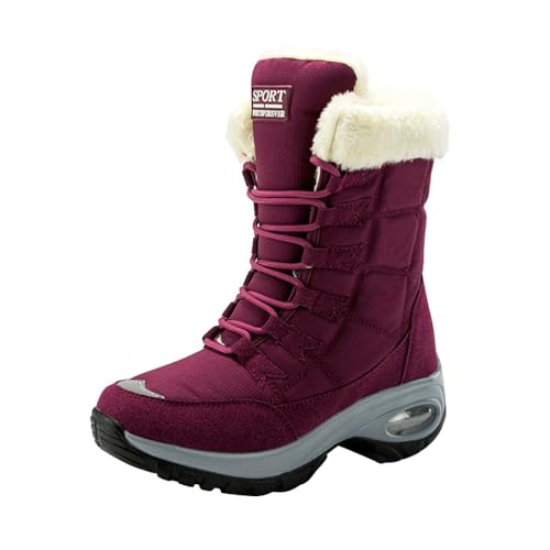 ticticlily Winterschuhe Damen Schneestiefel Wasserdicht Outdoor Trekking Wanderschuhe D Rot 40 EU von ticticlily