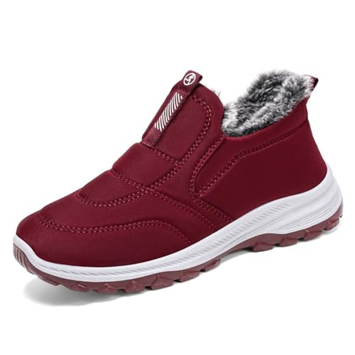 ticticlily Winterschuhe Damen Warm Winterstiefel Gefütterte Schneestiefel Winter Outdoor Rutschfest Trekking Wanderschuhe Winterboots Sports Stiefel D Rot 40 EU von ticticlily