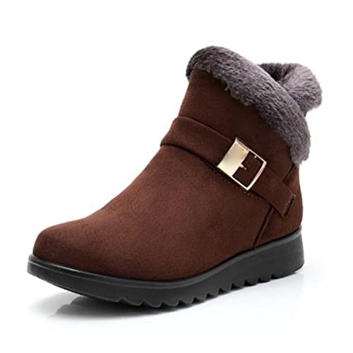 ticticlily Winterschuhe Wildleder Damen Winterstiefel Warm Gefüttert Schneestiefel Mädchen Stiefeletten Winter Kurzschaft Stiefel Bequem Schuhe Wanderschuhe A Braun 35 EU von ticticlily