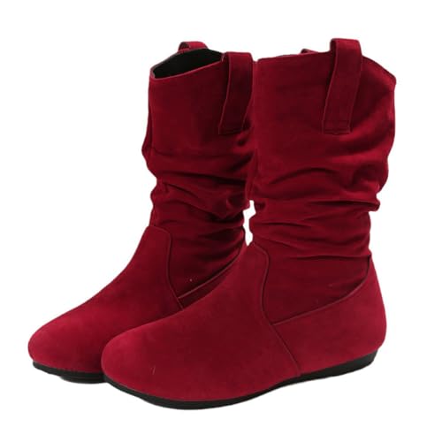 ticticlily Winterstiefel Damen Warm Gefüttert Kurzschaft Schneestiefel Winter Rutschfeste Stiefel Flach Boots Stiefeletten Schneeschuhe D Rot 40 von ticticlily