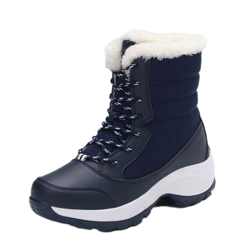 ticticlily Winterstiefel Damen Wasserdicht Warme Gefüttert Winterschuhe Damen Höhe Wasserdicht Softshell Vamp Schneestiefel Stiefel Winter Rutschfeste Mittelhoher Boot Unisex C Blau 40 EU von ticticlily