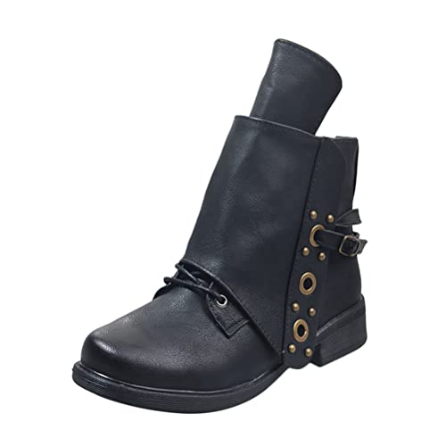 ticticlily Winterstiefel Damen Winter Warme Stiefel Reißverschluss Ankle Bare Boots Casual Booties Reißverschluss Plateauschuhe Veloursleder Schuhe mit Niedrige Absätze Schwarz 39 EU von ticticlily
