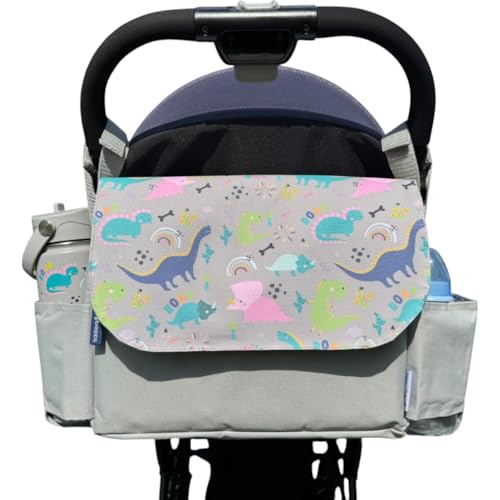 Tiddlers & Nippers Tiddler Universal Kinderwagen Organizer Tasche - Große Kapazität Kinderwagen & Buggy Tasche mit 2 Getränkehaltern & 2 Fächern, Dinky Dinos, Casual von tiddlers & nippers