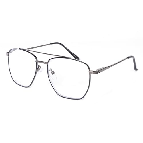 tide Optical BlauLicht blockiert Computer Lesebrille aus Metall, Metallgestell Nerd Platz Augenschutz Video Eyeglasses Anti Blendung Damen Herren (Grau，+2.0) von tide Optical