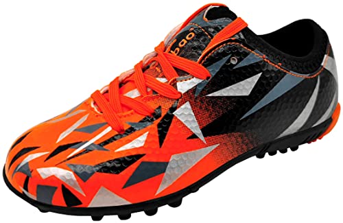 tiebaoGanar Fußballschuhe Kinder Jungen Fussballschuhe Mädchen Schnürsenkel Atmungsaktive Trainingsschuhe Sportschueh für Indoor Outdoor Orange TBG-S76516/Orange-39 von tiebaoGanar