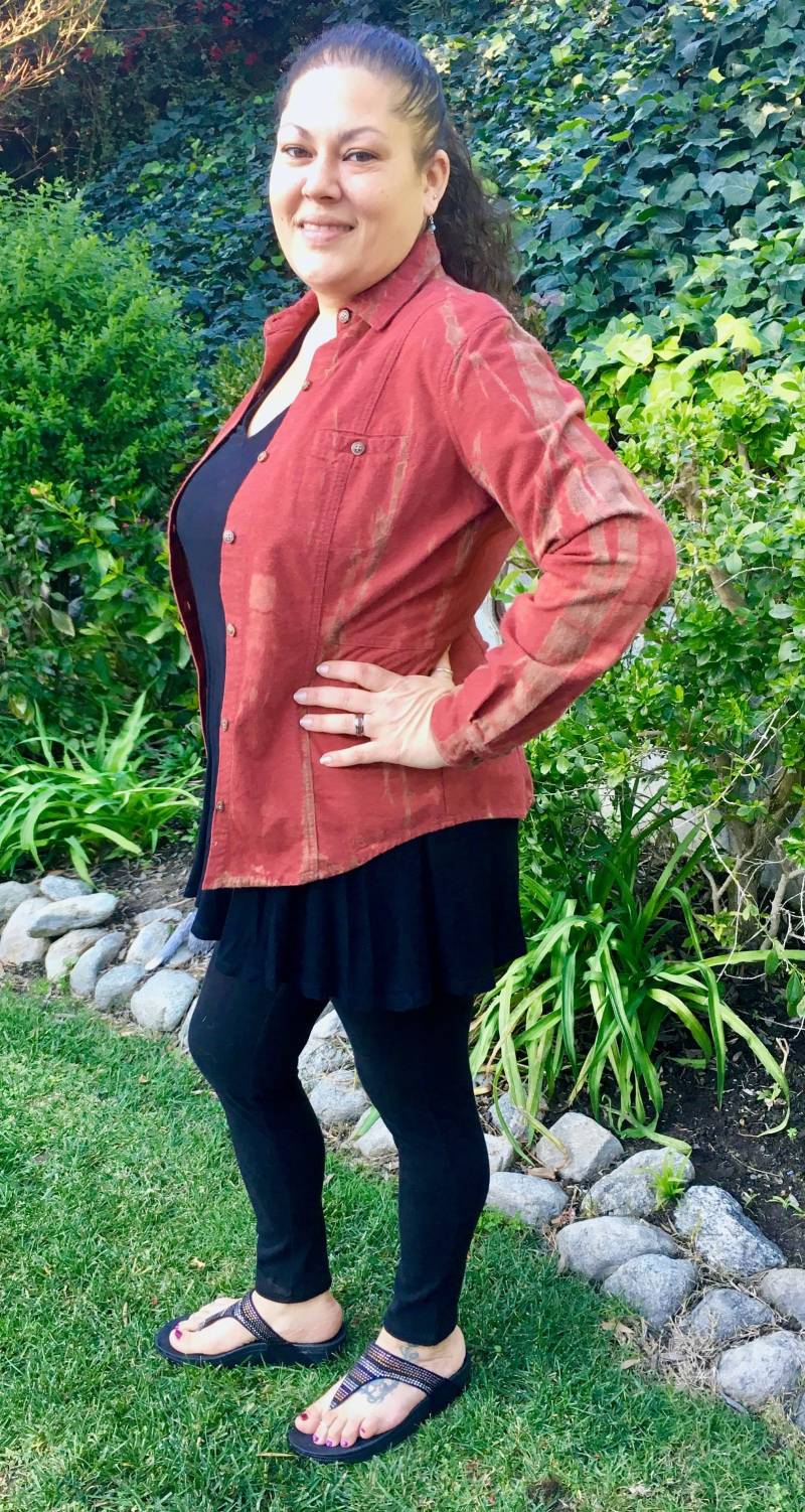 Baumwolle Gebürstete Flanell-Hemdjacke, Tie Dye Rost Mit Braunem Baumwoll-Button-Up-Hemd, Pure Intent Flanells, Einzigartiges Batik-Flanell von tiedyebypureintent