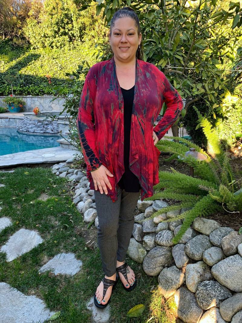 Damen Tie Dye Merlot Rote Strickjacke Mit Taschen, Boho Hippie Pullover Strickjacke, Damenmode S/M L Xl Oder Plus von tiedyebypureintent