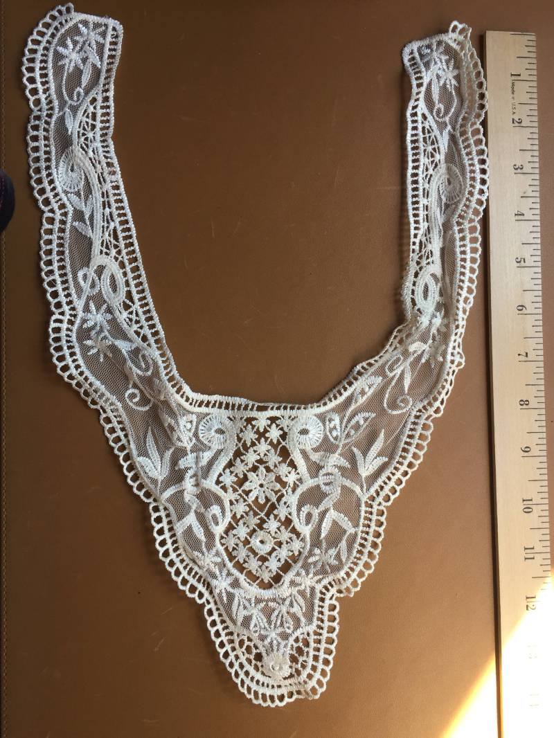 Lot Von 3 Spitzeneinsatz, Ecru Lace Patch, Netzspitze Mit Stickerei, Poly Rayon Spitze Einsatz, Patch von tiedyebypureintent