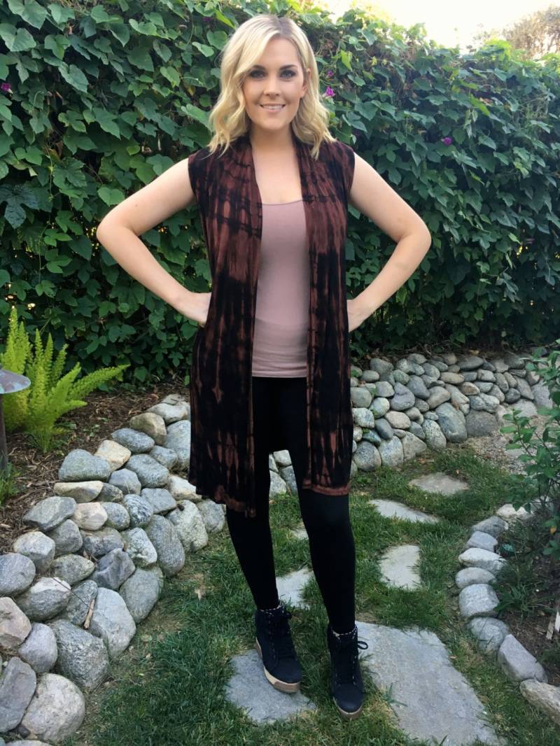 Maxi Weste, Lange Damen Cardigan, Tie Dye Weste Maxi, Herbstweste, in Schwarz & Braun, S/M L/xl Plus von tiedyebypureintent