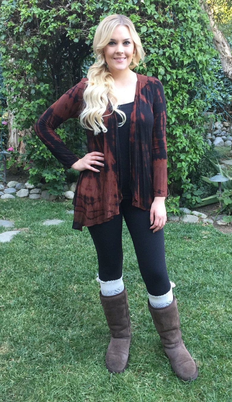 Plus Size Cardigan, Tie Dye, Cardigans, Damen Damenmode in Übergrößen, Schwarz Mit Braun von tiedyebypureintent