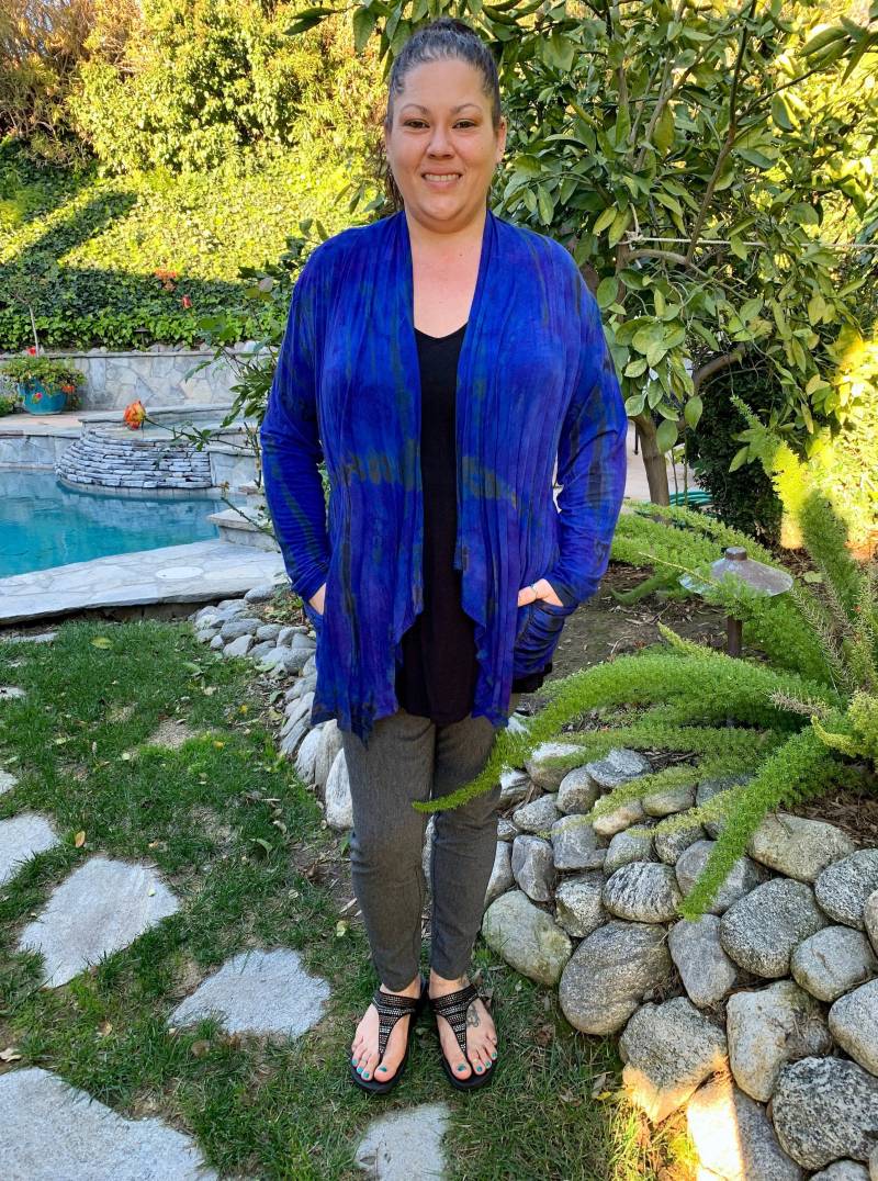 Plus Size Tie Dye Mitternachtsblaue Strickjacke Mit Taschen, Boho Damen Pullover Strickjacke, Fashion Cardigan, Nur von tiedyebypureintent