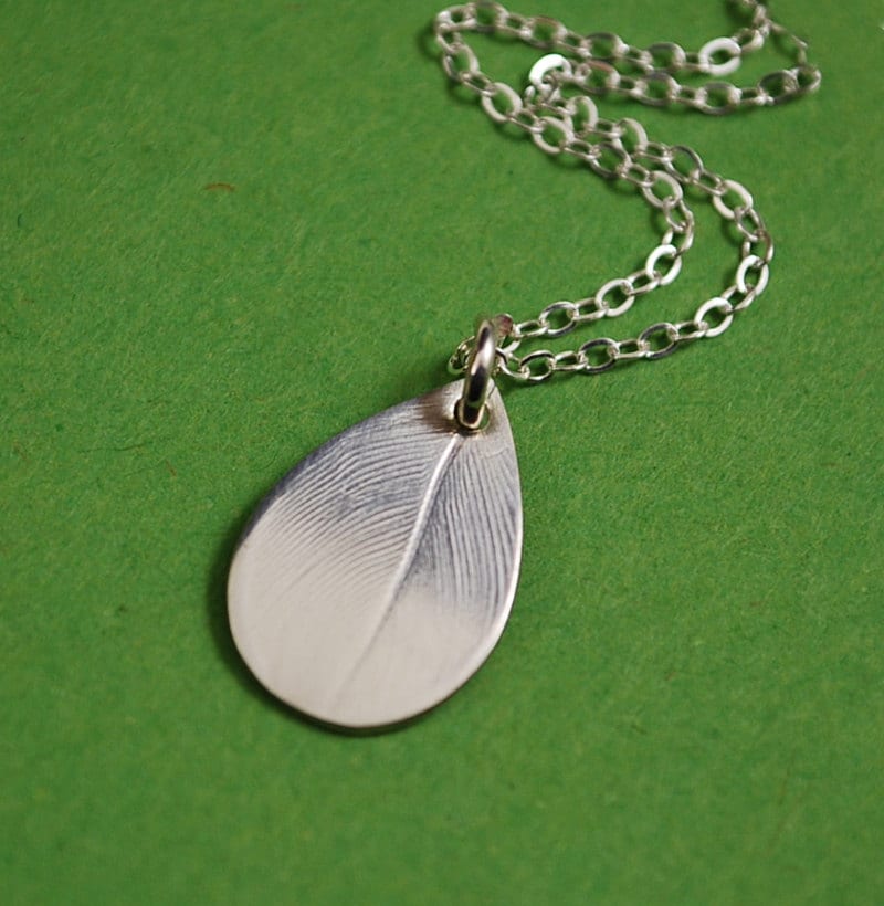 Silber Tau Tropfen Halskette, Echte Natur Impression Silber Tau Tropfen Halskette, Echte Natur Impression von tigerlillyshop
