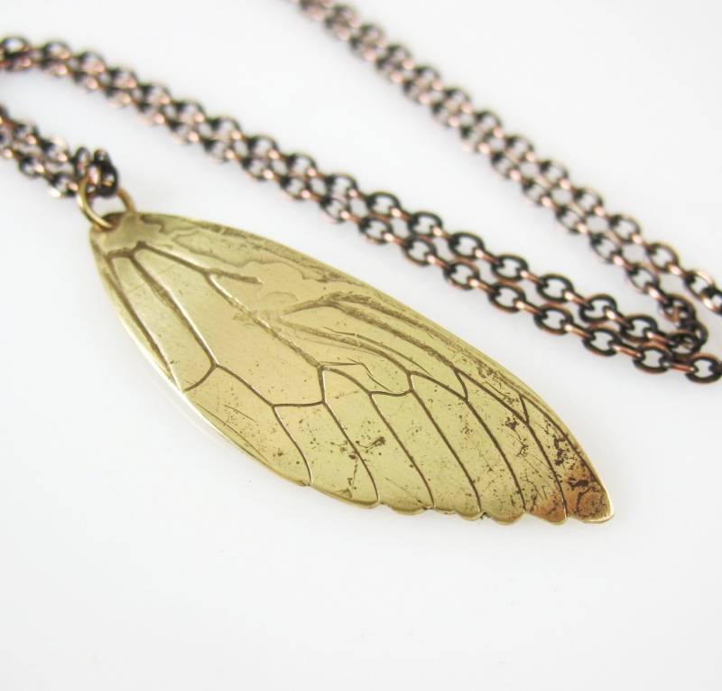 Zikadenflügel Halskette, Kupfer Oder Messing, Echt Insekt Schmuck Zikadenflügel Halskette, Kupfer Oder Messing, Echt Insekt Schmuck von tigerlillyshop
