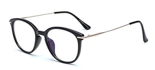 tigratigro Lesebrille Presbypia Anti-Blau- und UV-Licht mit blendfreien Gläsern für Herren und Damen, Runde präsentiert einen modischen Stil, Shiny Black von tigratigro