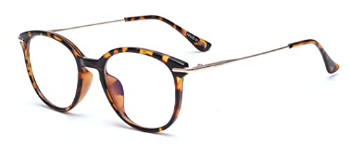 tigratigro Lesebrille Presbypia Anti-Blau- und UV-Licht mit blendfreien Gläsern für Herren und Damen, Runde präsentiert einen modischen Stil, Shiny Dark Brown Demi von tigratigro