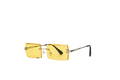 tigratigro Sonnenbrille für Damen, reflektierend, rechteckig, ohne Rahmen, quadratische Sonnenbrille, gelb von tigratigro