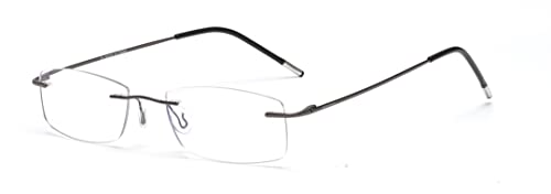 tigratigro reading glasses Presbypia anti-blue and UV light with anti-glare lenses for men and women, rimless design, shiny gun/grey von tigratigro