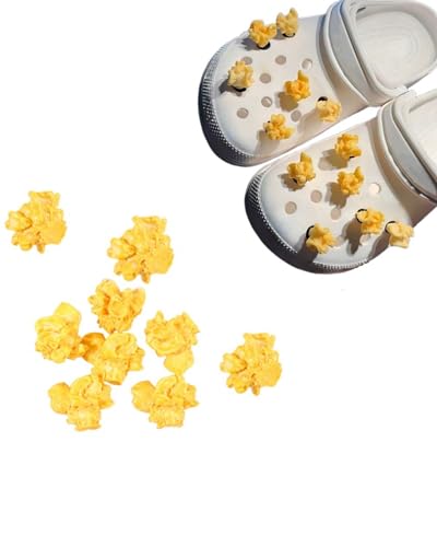 tikono Für Crocs 3D Popcorn Charms, 9 Stück künstliche Popcorn Essen Charms für Crocs Gibits Kinder Erwachsene, lustige und niedliche Schuhanhänger, Einheitsgröße von tikono