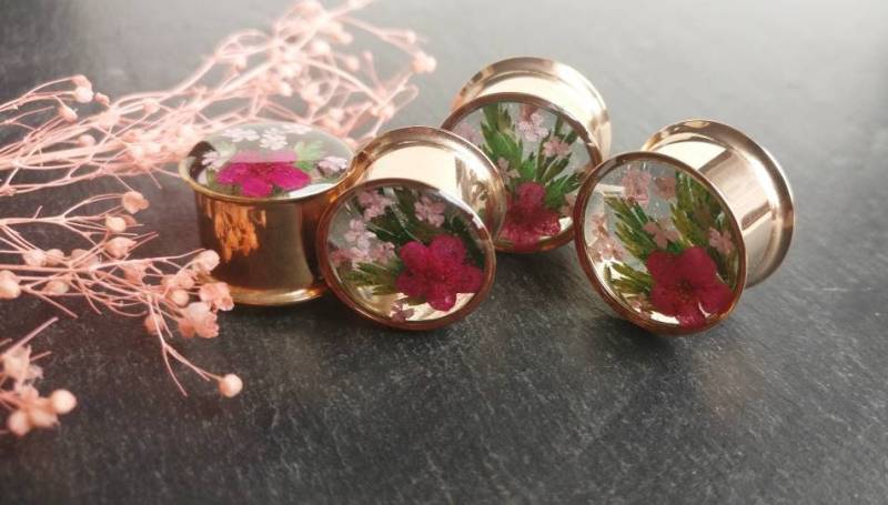 14 Mm Ohrstecker | 9/16 " Oder 16 | 5/8" Rose Gold Pink Floral Ohrstecker, Echte Blumen Und Blätter, Plugs Gauges Sofort Lieferbar 14 Mm Ohrstecker | 9/16 " Oder 16 | 5/8" Rose Gold Pink Floral Ohrstecker, Echte Blumen Und Blätter, Plugs Gauges Sofort Lieferbar von tildeathstudios
