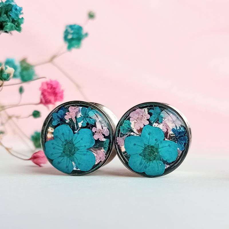 Plugs Ohr Tunnel Echte Blumen 10 Mm 00G + Türkis Teal & Pink, Süß Einzigartige Benutzerdefinierte Alternative Floral Gauges Ausgefallenes Geschenk Plugs Ohr Tunnel Echte Blumen 10 Mm 00G + Türkis Teal & Pink, Süß Einzigartige Benutzerdefinierte Alternative Floral Gauges Ausgefallenes Geschenk von tildeathstudios