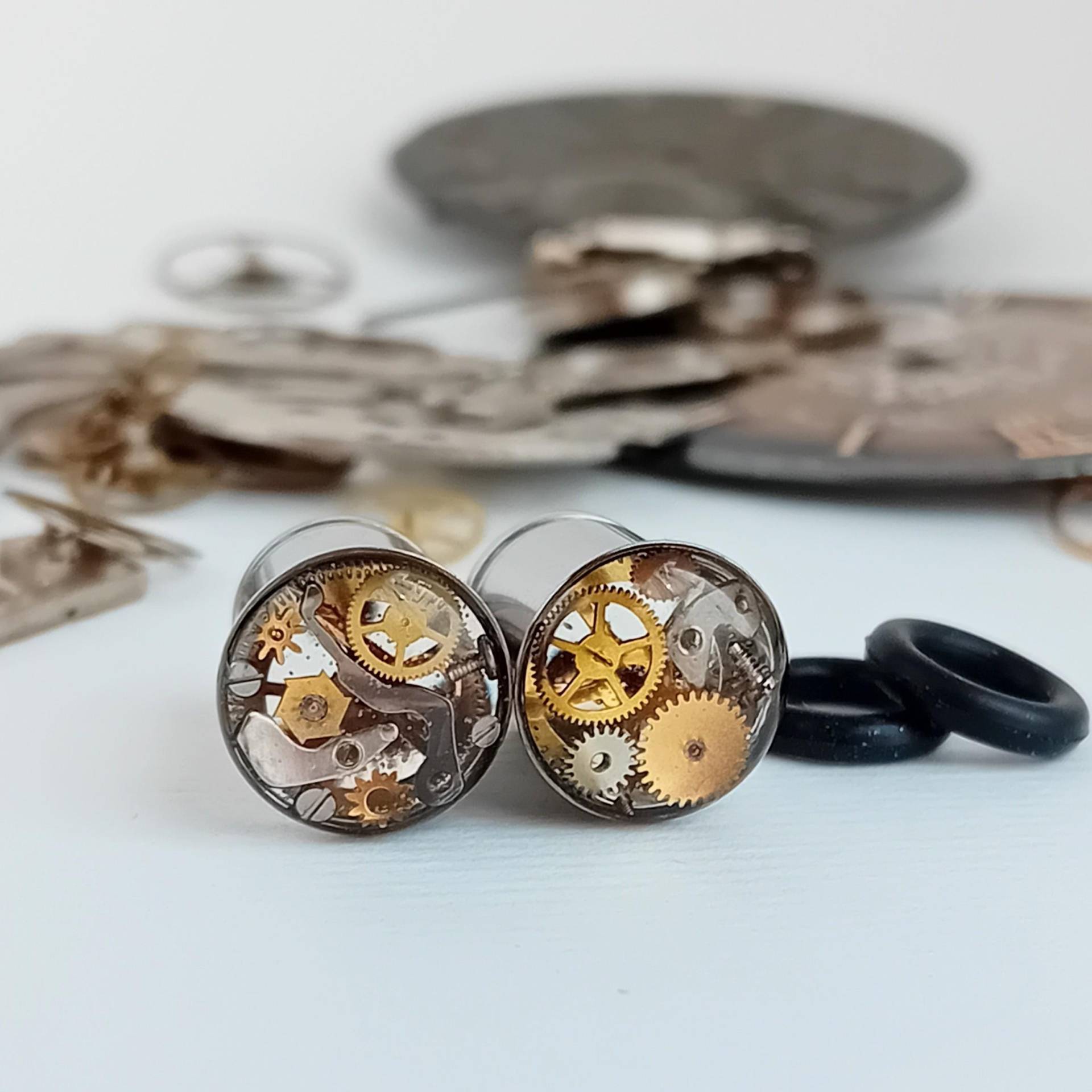 Steampunk Ohr Plugs, Ohrringe 6 Mm, 7 8 9 Mm/2G, 1G, 0G Zahnrad Stahl Single Flare Tunnel Handgefertigt Und Versandfertig Steampunk Ohr Plugs, Ohrringe 6 Mm, 7 8 9 Mm/2G, 1G, 0G Zahnrad Stahl Single Flare Tunnel Handgefertigt Und Versandfertig von tildeathstudios