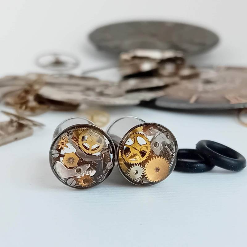 Steampunk Ohr Plugs, Ohrringe 6 Mm, 7 8 9 Mm/2G, 1G, 0G Zahnrad Stahl Single Flare Tunnel Handgefertigt Und Versandfertig Steampunk Ohr Plugs, Ohrringe 6 Mm, 7 8 9 Mm/2G, 1G, 0G Zahnrad Stahl Single Flare Tunnel Handgefertigt Und Versandfertig von tildeathstudios