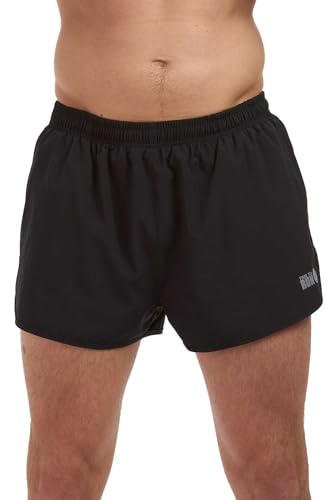 Herren Laufshorts - Leichtes Pace Spirit Workout/Fitnessstudio/Sportliche Shorts mit Innenfutter und Reißverschlusstasche Telefon Hinten Schwarz XL von time to run