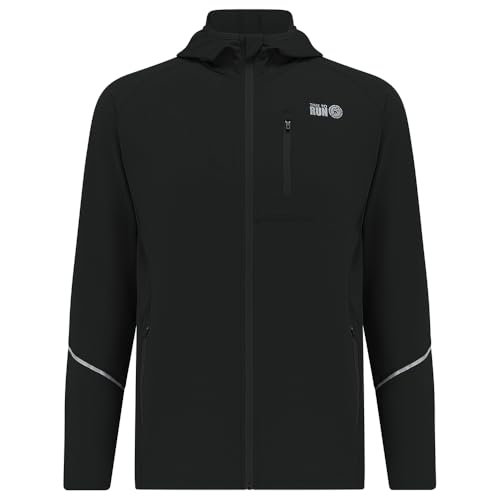 time to run Thermo-Laufjacke für Herren mit Frontreißverschluss Kapuze und Taschen XXL Jet von time to run