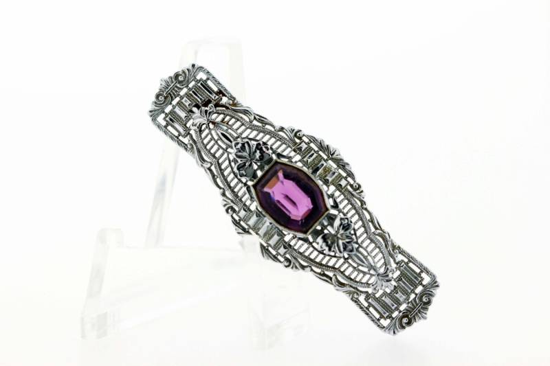 10K Weissgold Amethyst Brosche von timekeepersinclayton