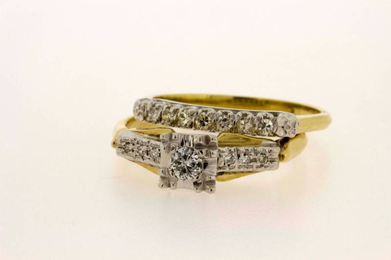 14K Weiß Und Gelbgold Hochzeit Set .35 Ct Diamondstw von timekeepersinclayton