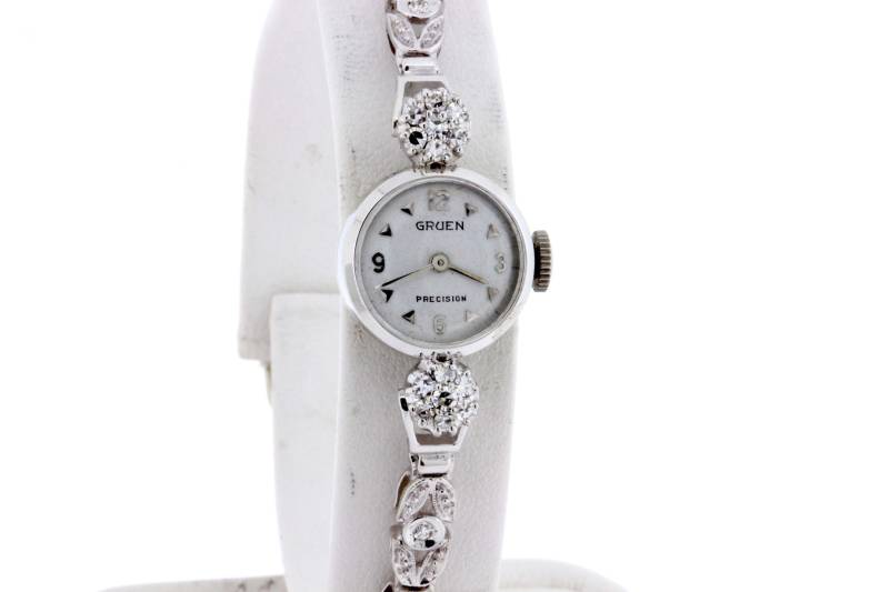 14K Weißgold Grün Damen Daimond Armband Armbanduhr von timekeepersinclayton