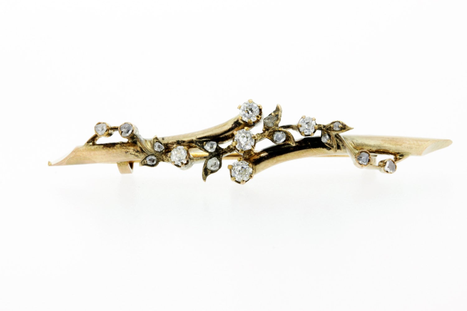 1800 S 14K Gold Vine Branch Brosche Mit Diamanten von timekeepersinclayton