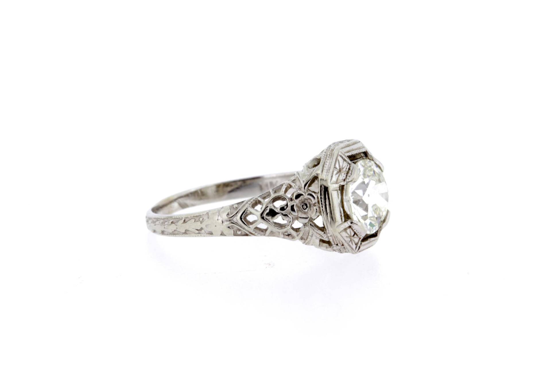 1920Er Jahre 14K Gold Filigrane Blumen Und Herzen Dimond Ring von timekeepersinclayton