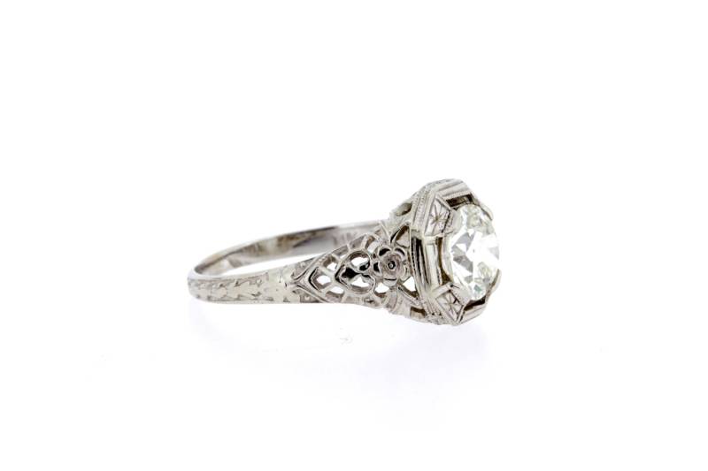 1920Er Jahre 14K Gold Filigrane Blumen Und Herzen Dimond Ring von timekeepersinclayton