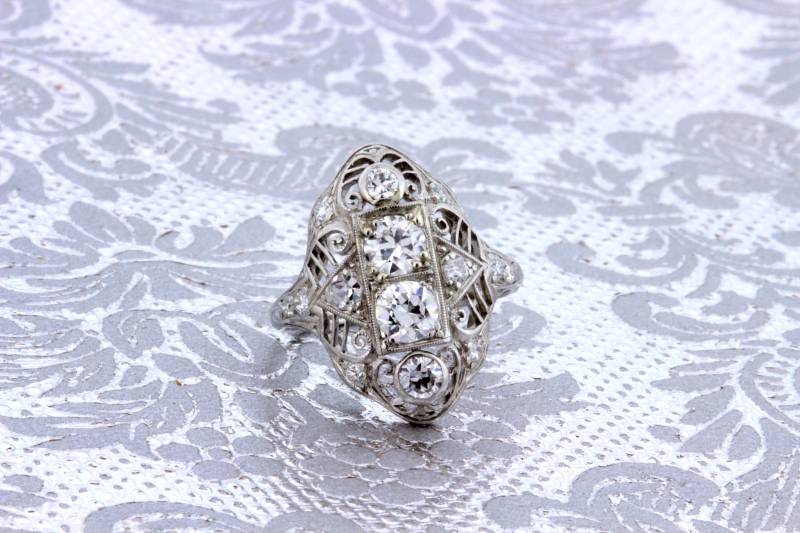 1920Er Jahre Platin Filigran Ring 1, 15 Ct Gesamtgewicht Weißen Diamanten Milgrain von timekeepersinclayton