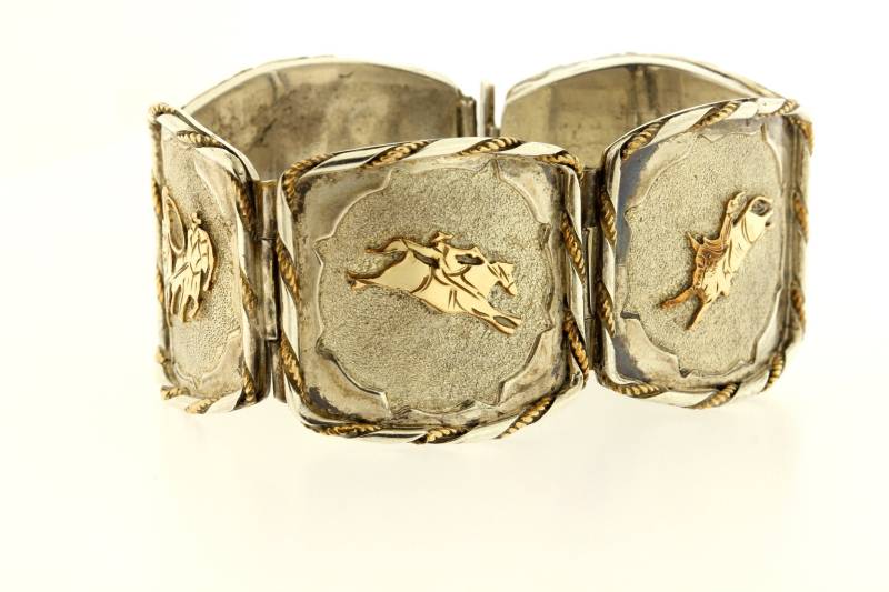 A.payton Sterling Silber Und Gelb Messing Southwester Cowboy Ranching Motiv Armband von timekeepersinclayton