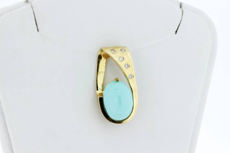 Anhänger Aus 14-Karätigem Gelbgold Mit Türkis Und Diamanten von timekeepersinclayton