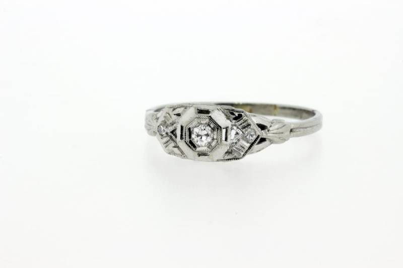 Diamant-Ring 14K-Trio Mit Achteckiger Kopf von timekeepersinclayton