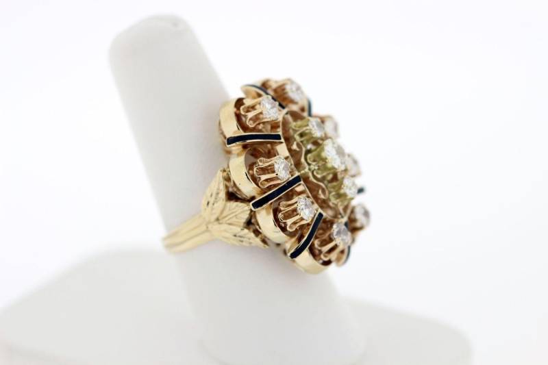 Diamant - Und Emaille-Ring Aus 14-Karätigem Gold von timekeepersinclayton