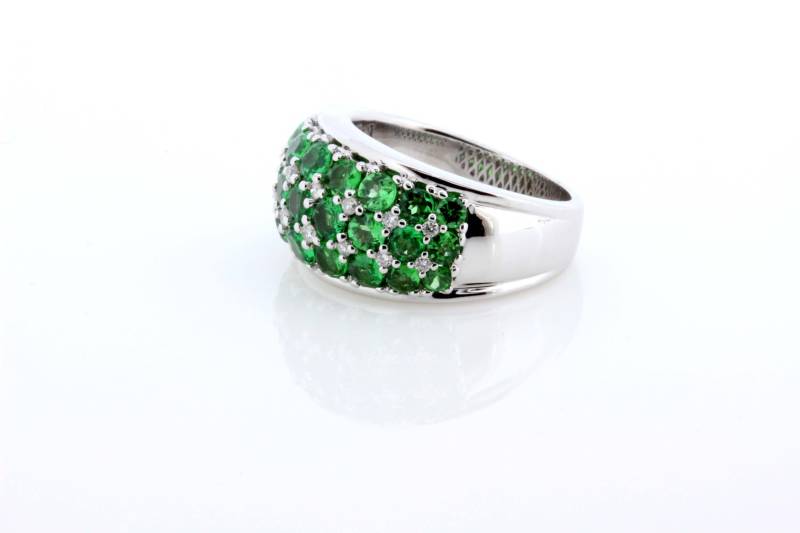 Lebendige Grüne Tsavorit Und Diamant Breites Band 14K Gold von timekeepersinclayton