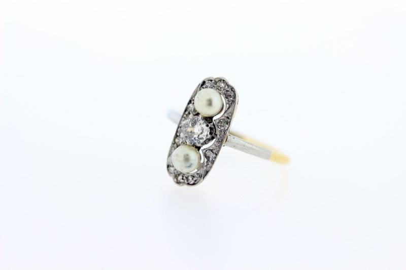 Natürliche Perle Und Diamant 14K Gold Ring von timekeepersinclayton