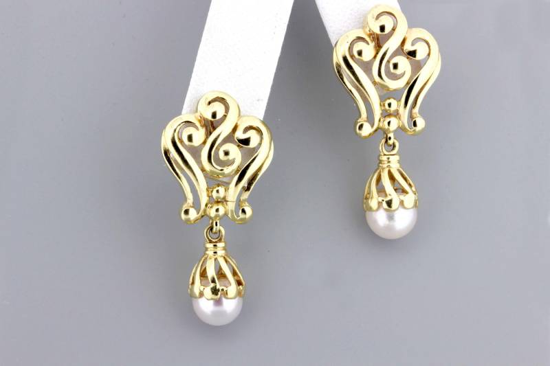 Ohrstecker Mit Wirbelperlen Aus 14 Karat Gelbgold von timekeepersinclayton