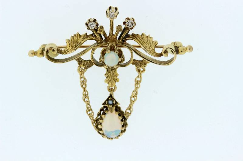 Opalbrosche Aus Den 1950Er Jahren 14 Karat Gold von timekeepersinclayton