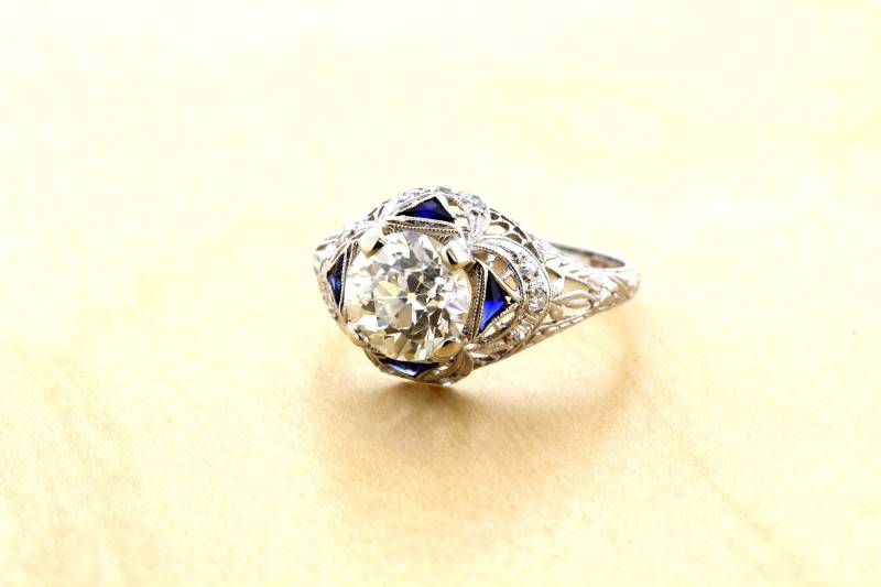 Platin-Hand Graviert Filigree 2, 24 Ct Diamond Ring Egl Zertifiziert Platin-Hand Graviert Filigree 2, 24 Ct Diamond Ring Egl Zertifiziert von timekeepersinclayton