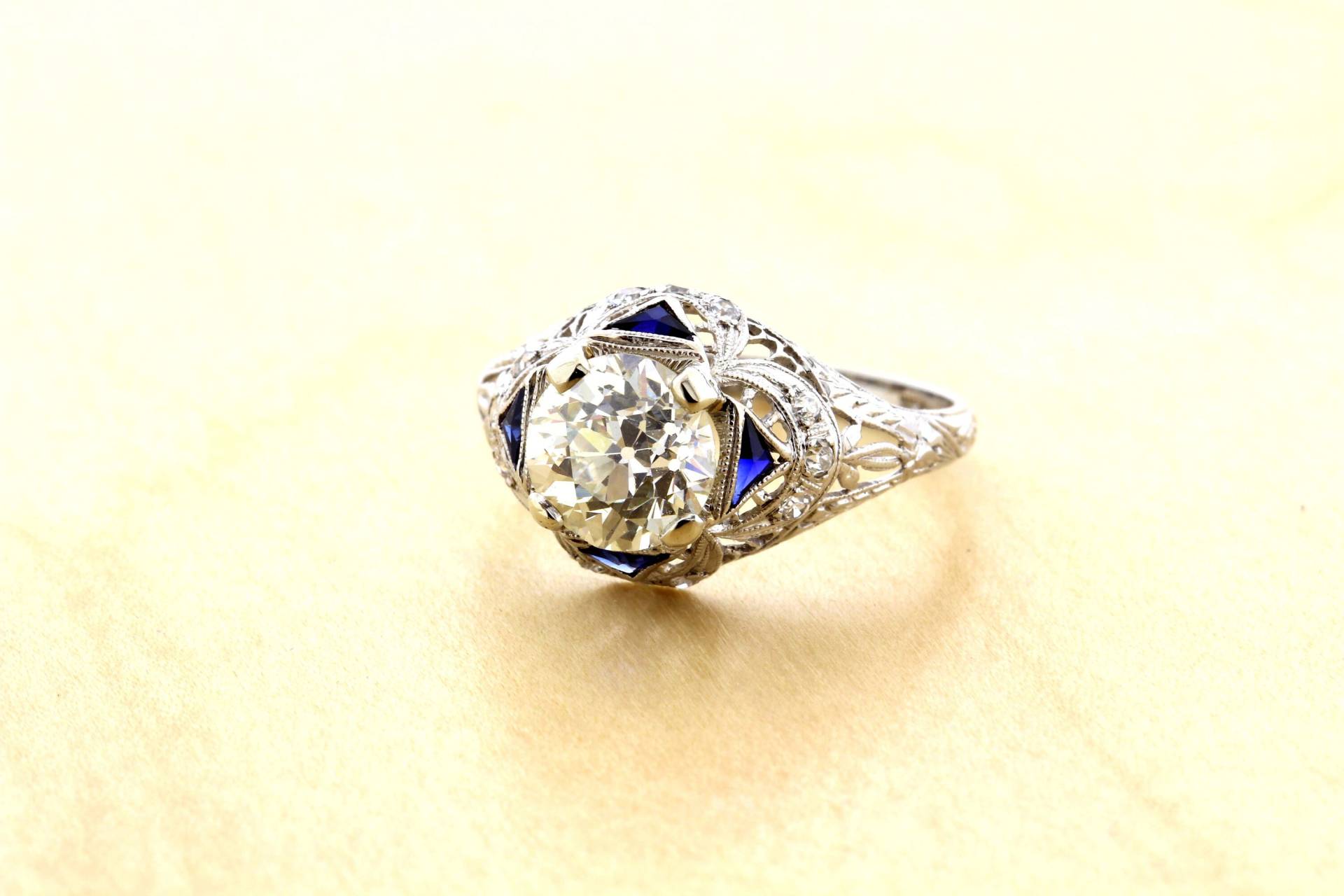 Platin-Hand Graviert Filigree 2, 24 Ct Diamond Ring Egl Zertifiziert von timekeepersinclayton