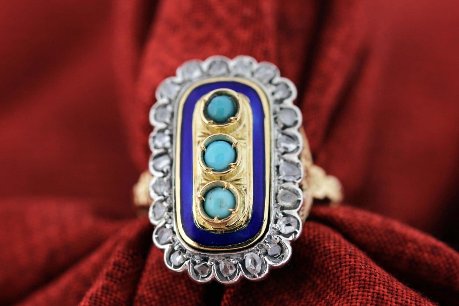 Ring Aus 18-Karätigem Gelb - Und Weißgold Mit Diamanten Türkis von timekeepersinclayton